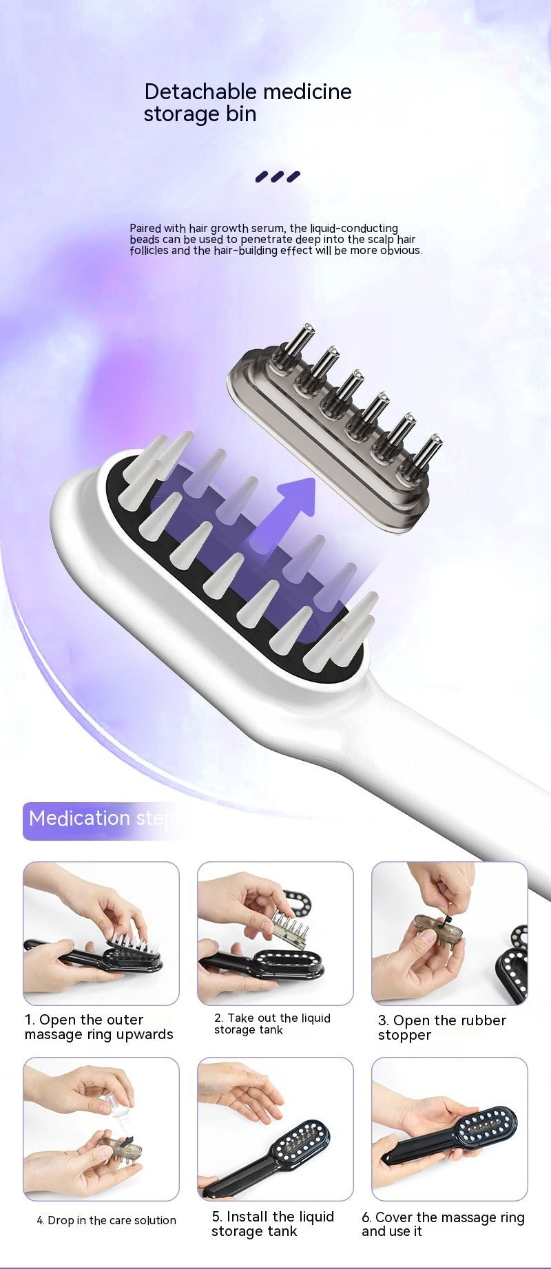 Scalp Medicine Feeder Care Massage Blue Light Red Light Hair Growth Tonic Import Comb